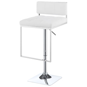 English Elm Alameda Upholstered Adjustable Bar Stool in Chrome & White — Plush Leatherette Seat, U-Footrest Comfort B062P344898