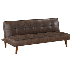 English Elm Ralston Upholstered Convertible Sofa Bed with Retro Angled Wood Legs, Leatherette Comfort & Springs Dark Coffee B062P353265
