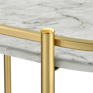 English Elm Desiree Luxe Gold 2-Tier Bar Cart with Faux Marble Shelves, Smooth Casters & Sturdy Metal Frame B062P344987