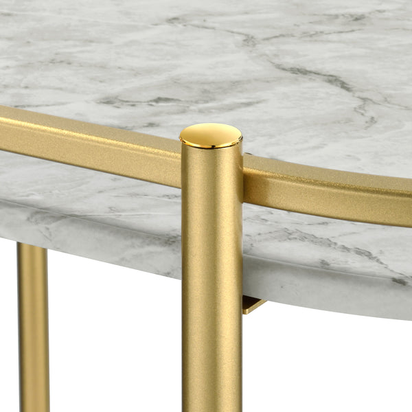 English Elm Desiree Luxe Gold 2-Tier Bar Cart with Faux Marble Shelves, Smooth Casters & Sturdy Metal Frame B062P344987