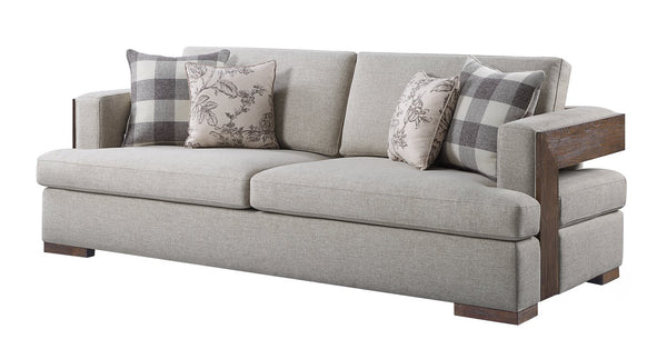 English Elm Niamey 3PC Fabric Living Room Set in Walnut Finish with Reversible Foam Cushions & Toss Pillows B2726S00198