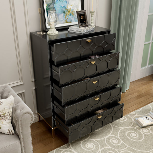 English Elm 2-door Fluted Wood Grain Cabinet Industrial Brown Finish Accent Storage for Living Room T3609P482849