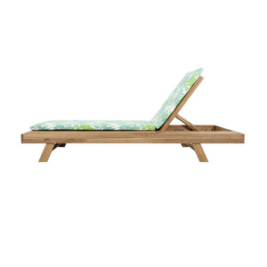 English Elm Lounge Chaise Outdoor Acacia Wood Slatted Frame with Water Resistant Cushion Resort Style Green Leaf,Light Brown N770P442L18L