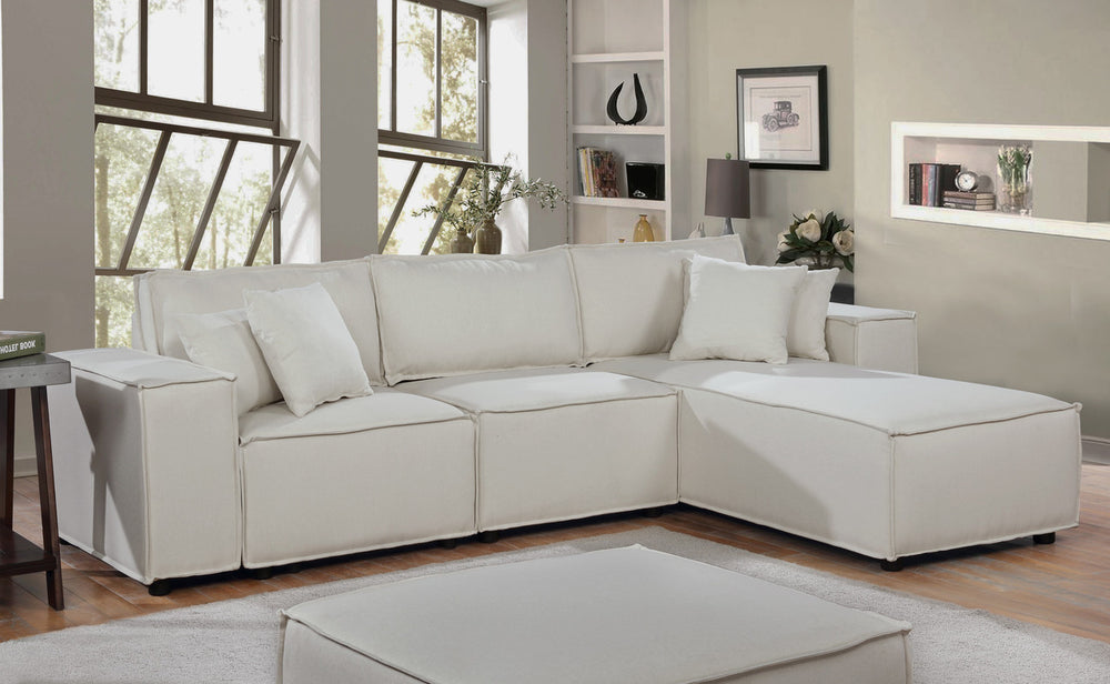 English Elm Hector Linen Sectional Sofa with Reversible Chaise and Pocket Coil Spring Support B2749S00076