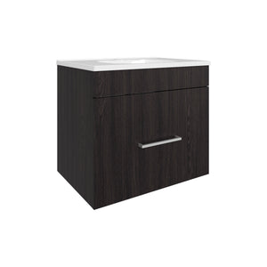 English Elm One Blanco Kronos Bathroom Vanity Hatta – Black MDF, One Door, Two Drawers + Open Shelf, Hardware Included B070P316865