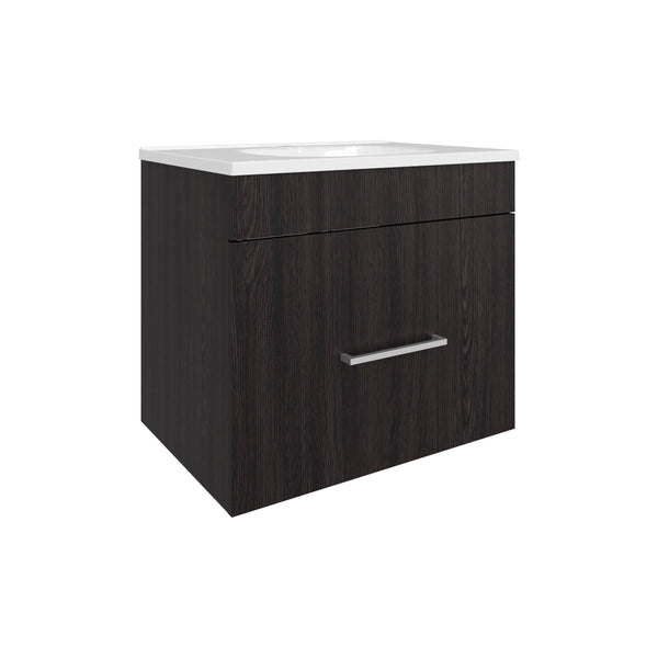 English Elm One Blanco Kronos Bathroom Vanity Hatta – Black MDF, One Door, Two Drawers + Open Shelf, Hardware Included B070P316865