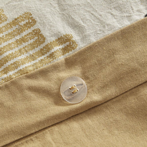 English Elm Full/Queen Arizona 3-Piece Cotton Duvet Cover Set with Yellow-Grey Geometric Print, Tassels & Ties B035129127