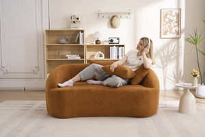 English Elm Ly-049s Curved Chenille Loveseat with Boneless Frame for Modern Living Spaces Orange W2231P402439