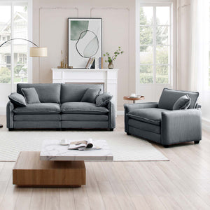 English Elm Modern Two-Piece Sofa Set In Grey Corduroy - Stylish Comfort For Small Living Spaces & Apartments W714S00749