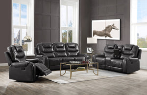 English Elm Braylon Magnetite Faux Leather 3-Piece Manual Recliner Set in Brown with Console, Cup Holders and Storage B2726S00187