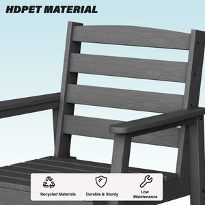 English Elm 7-piece Outdoor Dining Set with Spacious 75" HDPE Table, Aluminum Legs and Waterproof Chairs, Durable Black T3898S00001