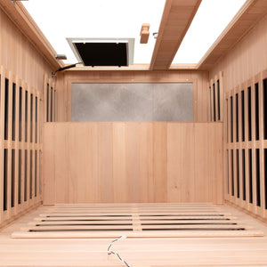 English Elm Low Emf Indoor Hemlock Sauna For One - Soothing Far-Infrared Heat, Bluetooth Audio & Modern Design W1149S00008
