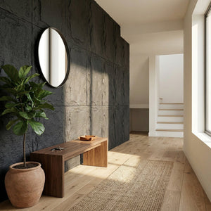 English Elm 3d Faux Stone Pu Wainscoting Panels Lightweight Waterproof Interior Accent Wall Set Antique Black W347P478074