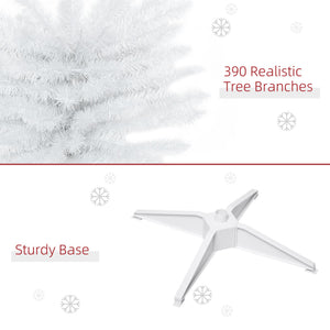 English Elm Homcom 6' Slim White Pencil Christmas Tree With 390 Realistic Branch Tips & Easy Assembly For Small Spaces W2225P229762