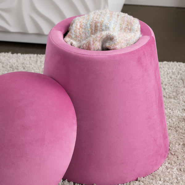 Crestview Collection Modern Velvet Ottoman: Stylish Mushroom-inspired Accent With Hidden Storage For Chic Living Spaces Pink Solid Wood Evfzr3907hpnk