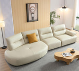 English Elm 147.24'' Oversied Modern Sectional Curved Shaped Sofa Couch For Living Room,Upholstered 5-Seat Sofa Eco-Leather Couch Set,Beige