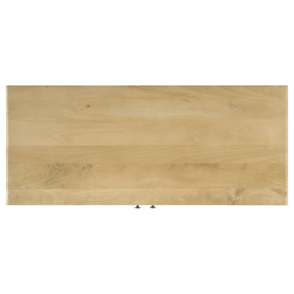 English Elm Henley Natural Mango Wood 2-Door Accent Cabinet with Rustic Cane Doors, Antique Brass Knobs, Storage - Island-Inspired 38"W x 32"H x 16"D B062P350431