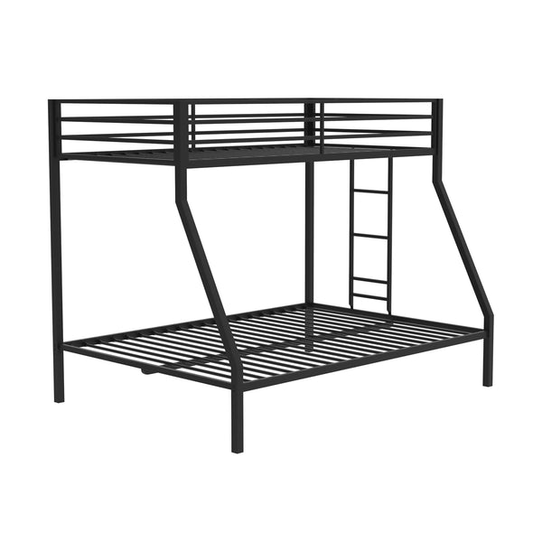 English Elm Metal Twin Over Full Bunk Bed Steel Frame with Guardrails for Kids or Guest Rooms Black B016P469271