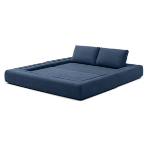English Elm 81'' Corduroy Floor Sofa Convertible Loveseat Futon Sleeper with Foam Fill and Pillows Blue W1117P459733