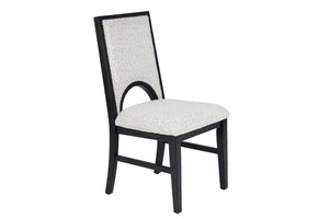 English Elm White Fabric Dining Chair Set of 2 – Cozy Upholstered Seat & Back, Arched Cutout, Sleek Frame Appeal Black,White 22 L x 41 W x 13 H B011P334826