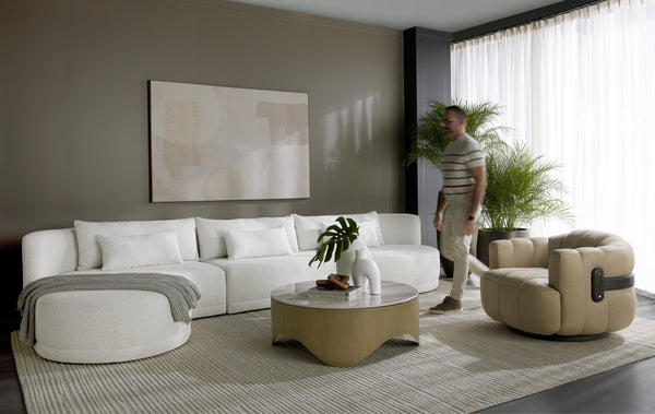 Sunpan Laken Sofa Chaise - Elegant Boucle Upholstered Design for Maximum Comfort and Modern Living Spaces Left Arm Facing - 159W x 70.5D x 30H