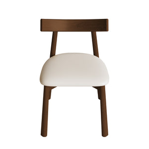 English Elm Set of 2 Armless Wood Dining Chairs Leather Cushioned Ergonomic Curved Back Dark Walnut W2700P388273