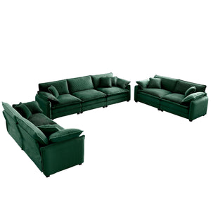 English Elm Modern 3-Piece Living Room Sofa Set, Green Corduroy Upholstery With Deep Seating And Plush Comfort W714S00734