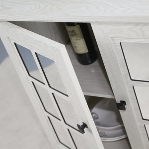 English Elm Storage Sideboard with Mirrored Acrylic Doors and Wood Grain Mdf Finish for Compact Rooms White W2899P372747
