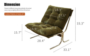 English Elm Modern Wingback Accent Chair Faux Leather Upholstery Chrome X Frame Living Room Green W2105P440976