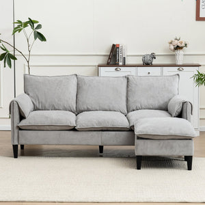 English Elm Convertible Convertible sofa with storage footstools, compact U-shaped 2-seater for small spaces, durable fabric comfort Grayish W2012P252426