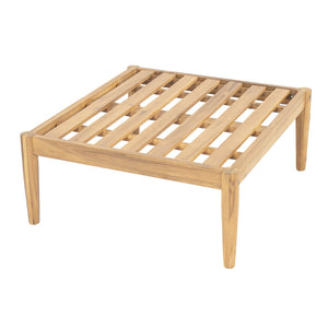 English Elm Terassi Solid Acacia Outdoor Ottoman with Padded Beige Cushion for Patio Seating N775P372830T