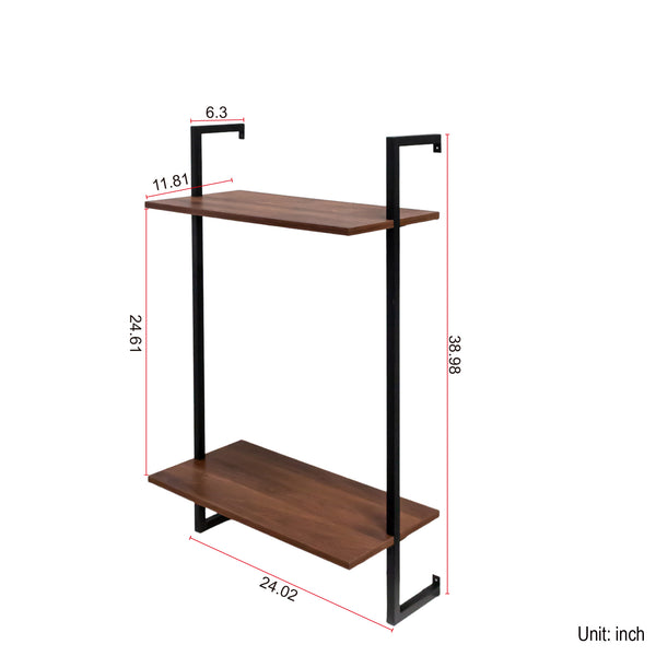 English Elm 3 Tier and 2 Tier Wood Floating Shelves - Heavy Duty Wall Mounted Bathroom Storage Organizer, Rustic Decor W331P279736