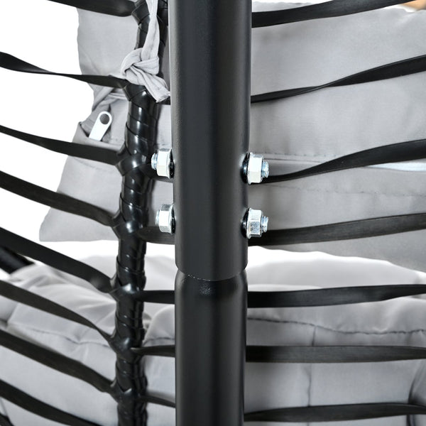 English Elm U_style Wicker Hanging Egg Chair with Stand Foldable Indoor Outdoor Swing Seat Black+ Gray N711P389502E