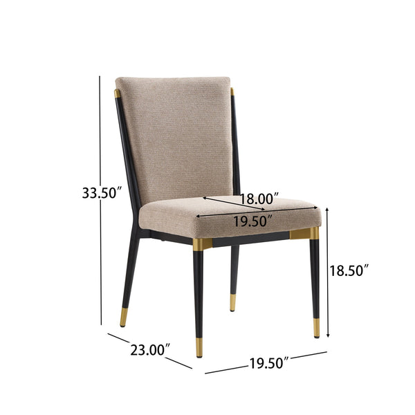 English Elm Armless Dining Chairs Iron Frame Wood Grain Finish Ergonomic Cushioned Seat Set of 2 Black+Brown N771P345829H