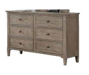 English Elm Transitional Wire-brushed Gray Wood Grain Dresser with Black Round Knobs for Bedroom B2741P460176