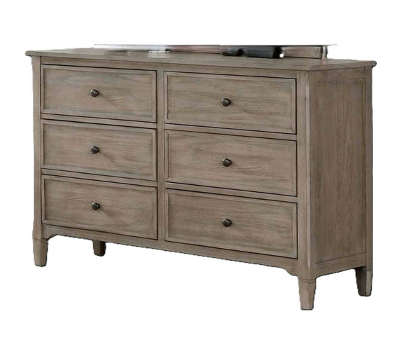English Elm Transitional Wire-brushed Gray Wood Grain Dresser with Black Round Knobs for Bedroom B2741P460176
