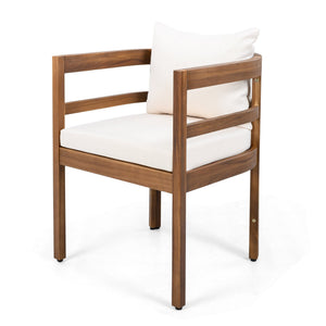 English Elm Outdoor Acacia Wood Dining Chairs with Cushioned Seats Patio Set of 2 Brown N768P362954B