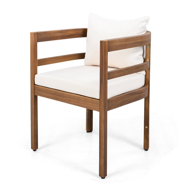 English Elm Outdoor Acacia Wood Dining Chairs with Cushioned Seats Patio Set of 2 Brown N768P362954B