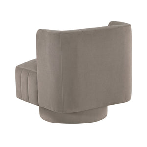 English Elm Modern Swivel Chair Channel-Tufted Barrel Back Upholstered Accent Seat with 360° Metal Base, Cozy Contemporary Comfort taupe 37.5 L x 28.5 W x 14.5 H B011P379436