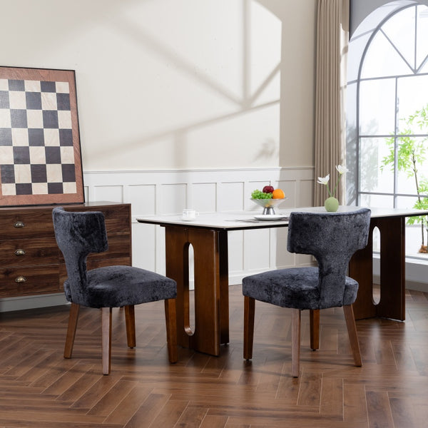 English Elm Mid Mid Century Modern Dining Chairs Set of 2 Upholstered Linen Accent Chairs with Solid Wood Frame, Ergonomic Support and Nailhead Trim Gray W794P335665