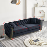 English Elm 86'' W Luxury Modern Tufted Sofa With 2 Piece s Of Toss Pillows For Living Room ,Bedroom,Black Color