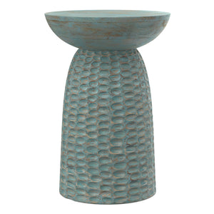 English Elm Boyd Hand-carved Solid Mango Wood Accent Table with White Finish for Modern Living Teal B136P414665