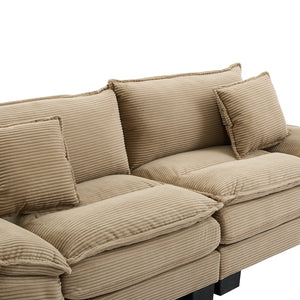 English Elm Corduroy Modern Sofa Sleeper Loveseat with Double-Layer Cushions, Two Pillows, Sturdy Frame 84" khaki W676P227338
