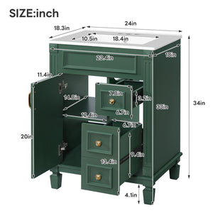English Elm 24" Stylish Bathroom Vanity With Ceramic Sink & Soft-Close Drawers, Perfect For Small Spaces! N710P318989F