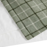 Madison Park Anaheim Casual Plaid Faux Leather Tab Top Curtain Panel with Fleece Lining MP40-8297 Green