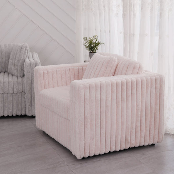 English Elm 44.9" Plush Modular Sofa Single — Removable Zipper Cushions for Easy Washing, Stylish Light Pink Comfort W1767S00014