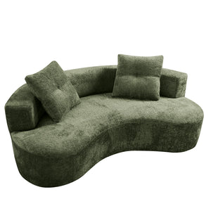 English Elm 79.5" Boucle Floor Sofa Seats Three with Cloud Soft Foam Core and Two Accent Pillows Green W5515P443762