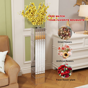 English Elm 36.02"(91.5Cm)Tall Mirrored Floor Vase - Elegant Silver Decor For Living Room, Dried Florals & More W3836P362098