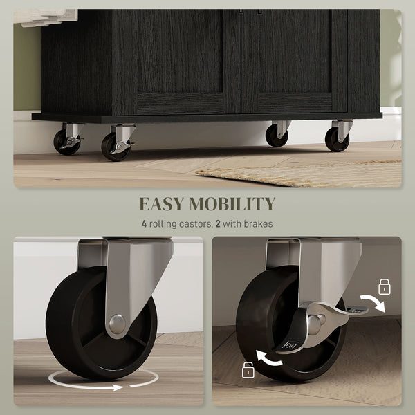 English Elm Homcom Mobile Kitchen Island With Ac Outlets, Storage & Spice Rack - Perfect For Small Spaces! W2225P200733