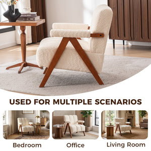English Elm Mid-century Modern Chenille Accent Chair Cloud Silhouette Oak Frame Living Room Lounge W1170P425382